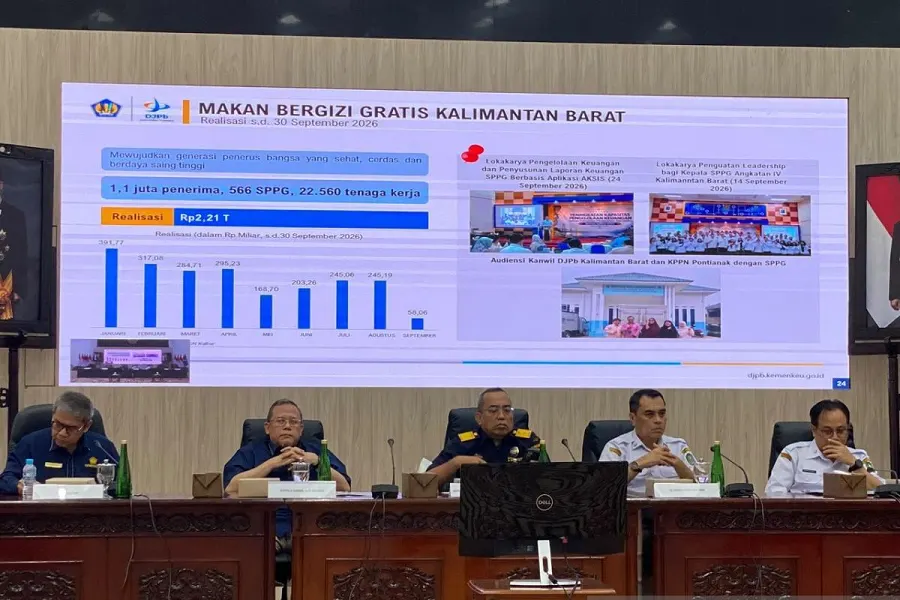 Pemaparan realisasi anggaran program Makan Bergizi Gratis (MBG) di Kalimantan Barat yang mencapai Rp2,21 triliun yang dilaksanakan oleh Kanwil DJPb Kalbar.